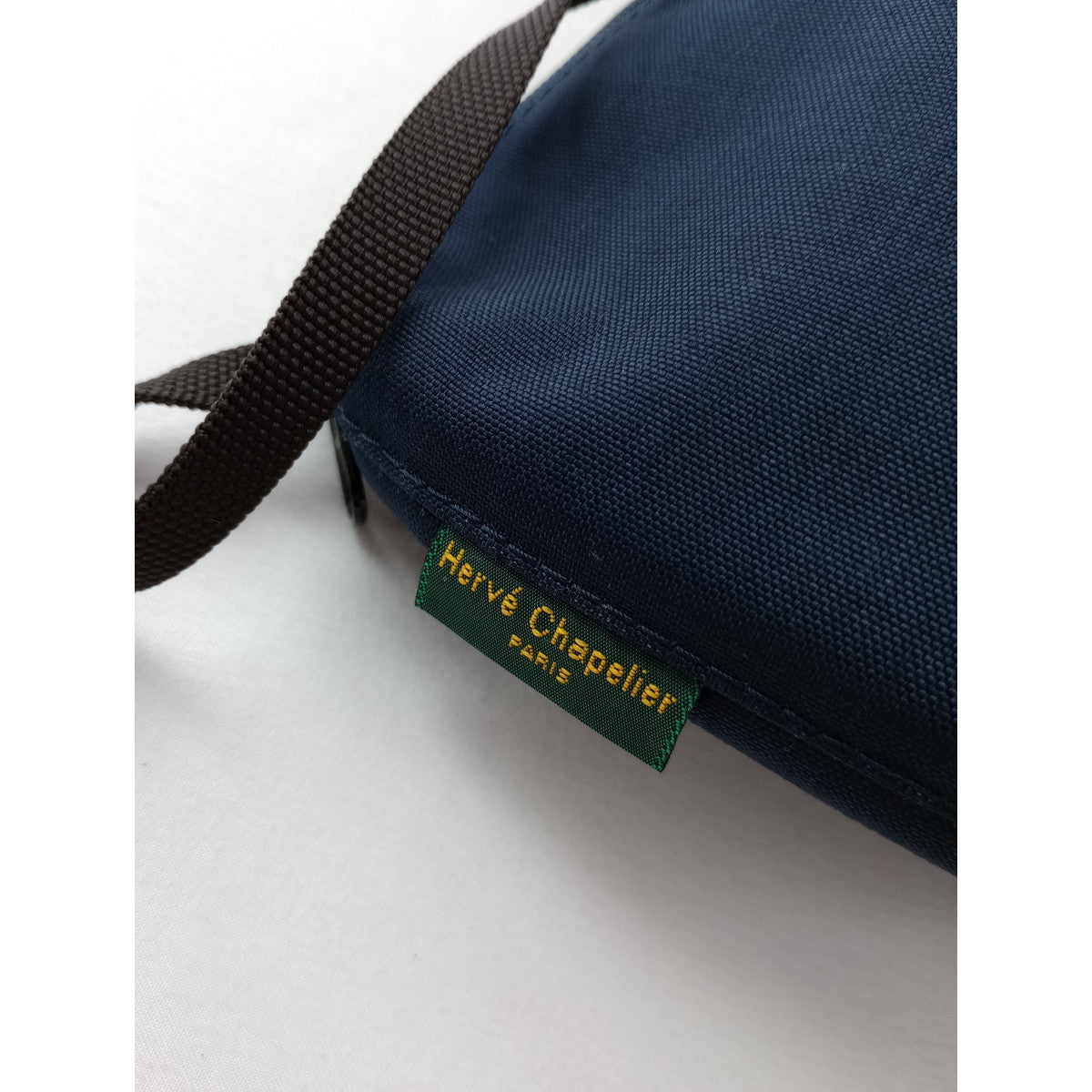 Herve Chapelie エルベシャプリエ ポシェット ミニ ショルダーバッグ ネイビー 【中古】
