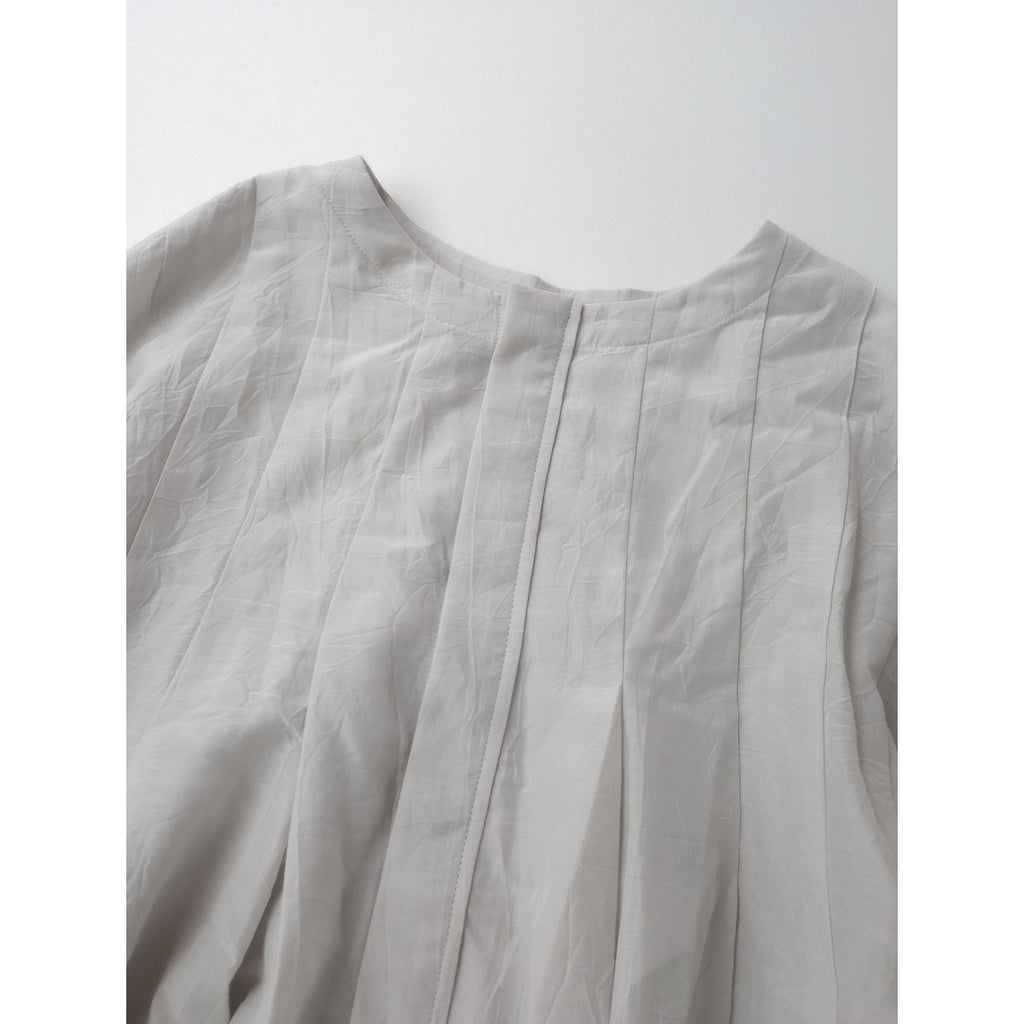 pub ピューブ Silk Cotton Lawn Tuck Blouse シルク コットン タック ブラウス トップス ライトグレー 【中古】