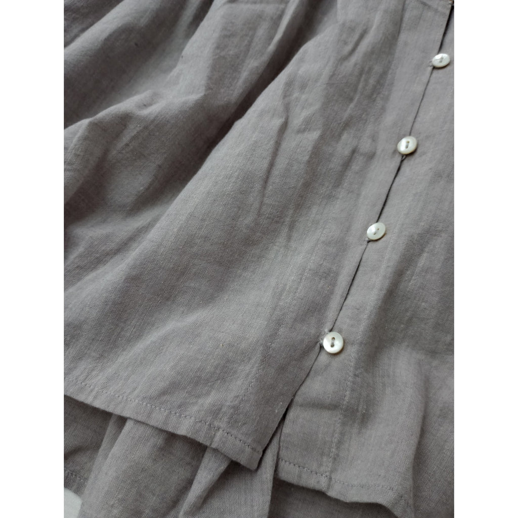 新品 Khadi & Co. カディアンドコー SARA サラ スキッパーギャザーブラウス ライトグレー  S
