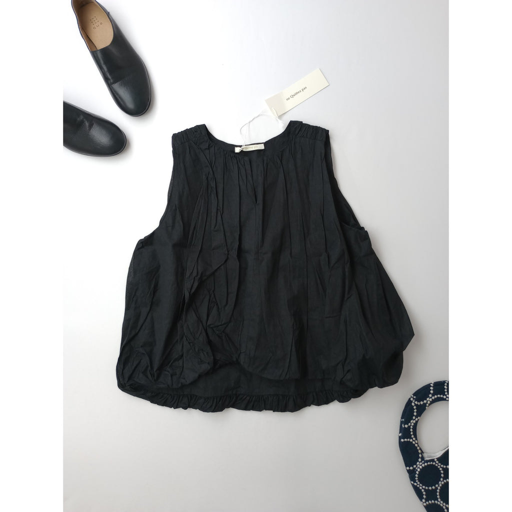 新品 ne Quittez pas ヌキテパ Cotton Organza Balloon Top コットン オーガンザ バルーン ノースリーブ トップス 黒 ブラック