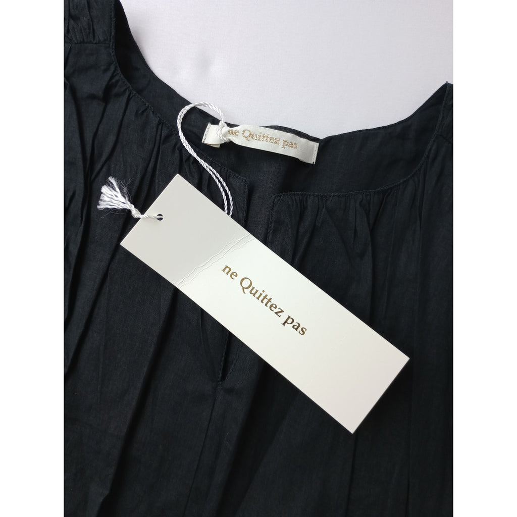 新品 ne Quittez pas ヌキテパ Cotton Organza Balloon Top コットン オーガンザ バルーン ノースリーブ トップス 黒 ブラック