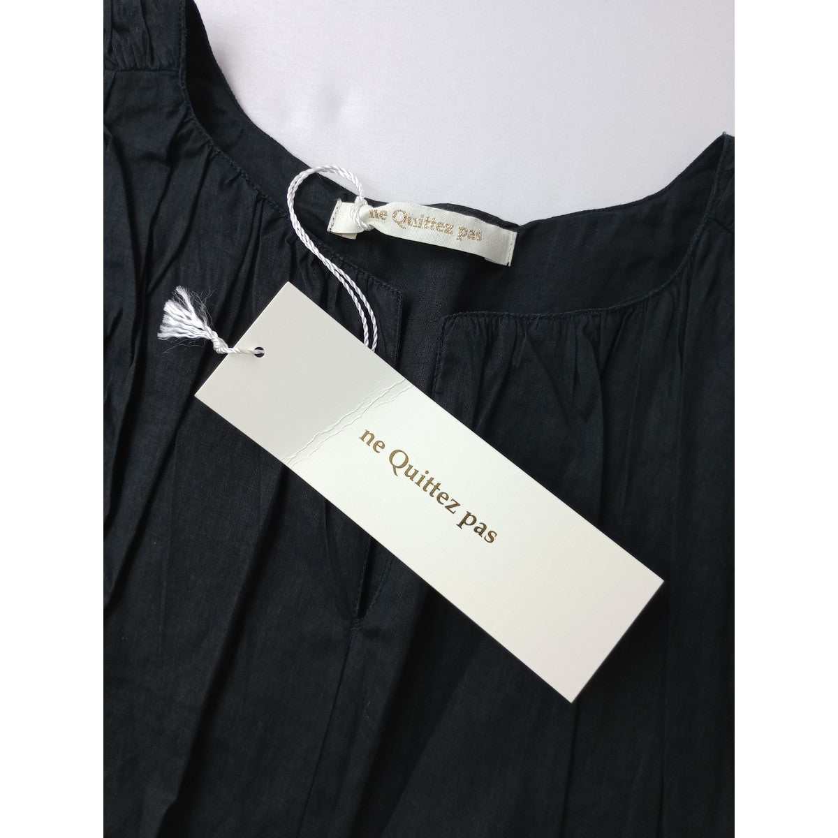 新品 ne Quittez pas ヌキテパ Cotton Organza Balloon Top コットン オーガンザ バルーン ノースリーブ トップス 黒 ブラック