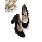 repetto レペット ストラップ スエード ヒール パンプス メリージェーン 靴 黒 ブラック 36 【中古】