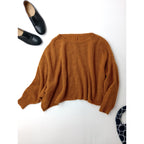 suzuki takayuki スズキタカユキ alpaca knitted cape ベビーアルパカ ワイド ニット ケープ 長袖 トップス くすみオレンジ  (7M＋1213)【中古】