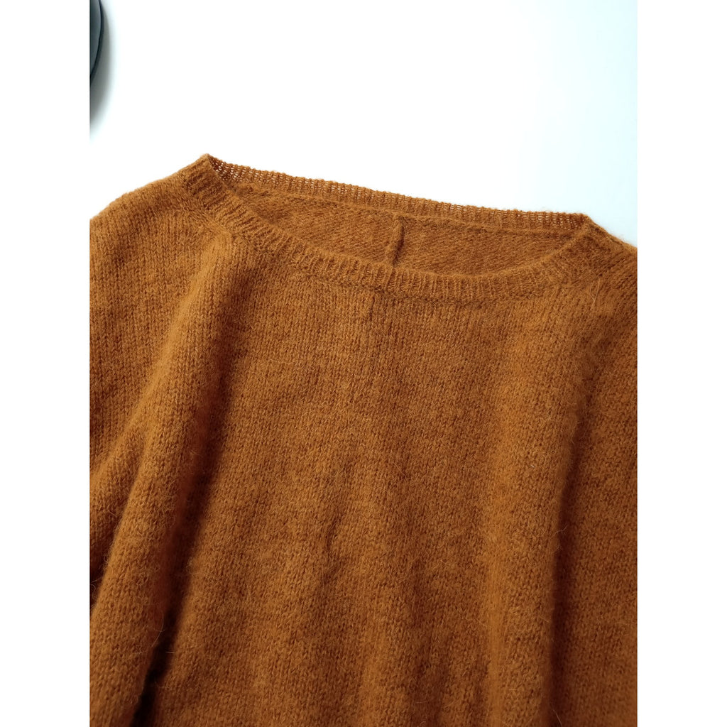 suzuki takayuki スズキタカユキ alpaca knitted cape ベビーアルパカ ワイド ニット ケープ 長袖 トップス くすみオレンジ  (7M＋1213)【中古】