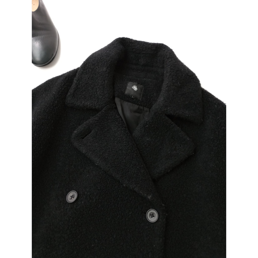 maison de soil メゾンドソイル RECYCLE BOA WOOL ダブル オーバーコート  黒 ブラック 1  (7M＋1205) 【中古】