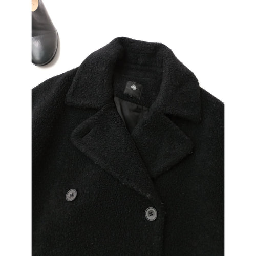 maison de soil メゾンドソイル RECYCLE BOA WOOL ダブル オーバーコート  黒 ブラック 1  (7M＋1205) 【中古】