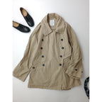 HTS  HARROW TOWN STORES ハロータウンストアズ COTTON DOUBLE OVER SHORT COAT ダブルオーバーショートコート コットン 綿 100％ ベージュ 42 【中古】
