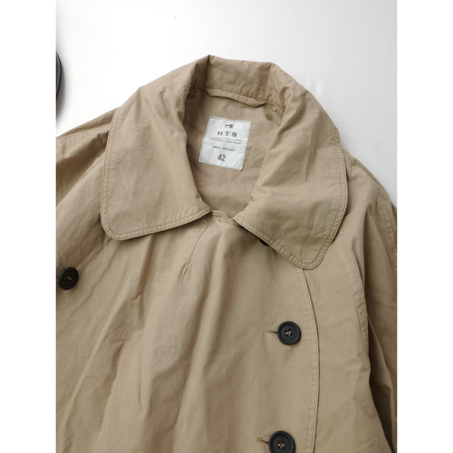 HTS  HARROW TOWN STORES ハロータウンストアズ COTTON DOUBLE OVER SHORT COAT ダブルオーバーショートコート コットン 綿 100％ ベージュ 42 【中古】