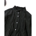 nest Robe ネストローブ リネンフリルカラーピンタックブラウス シャツ トップス 黒 ブラック  F【中古】