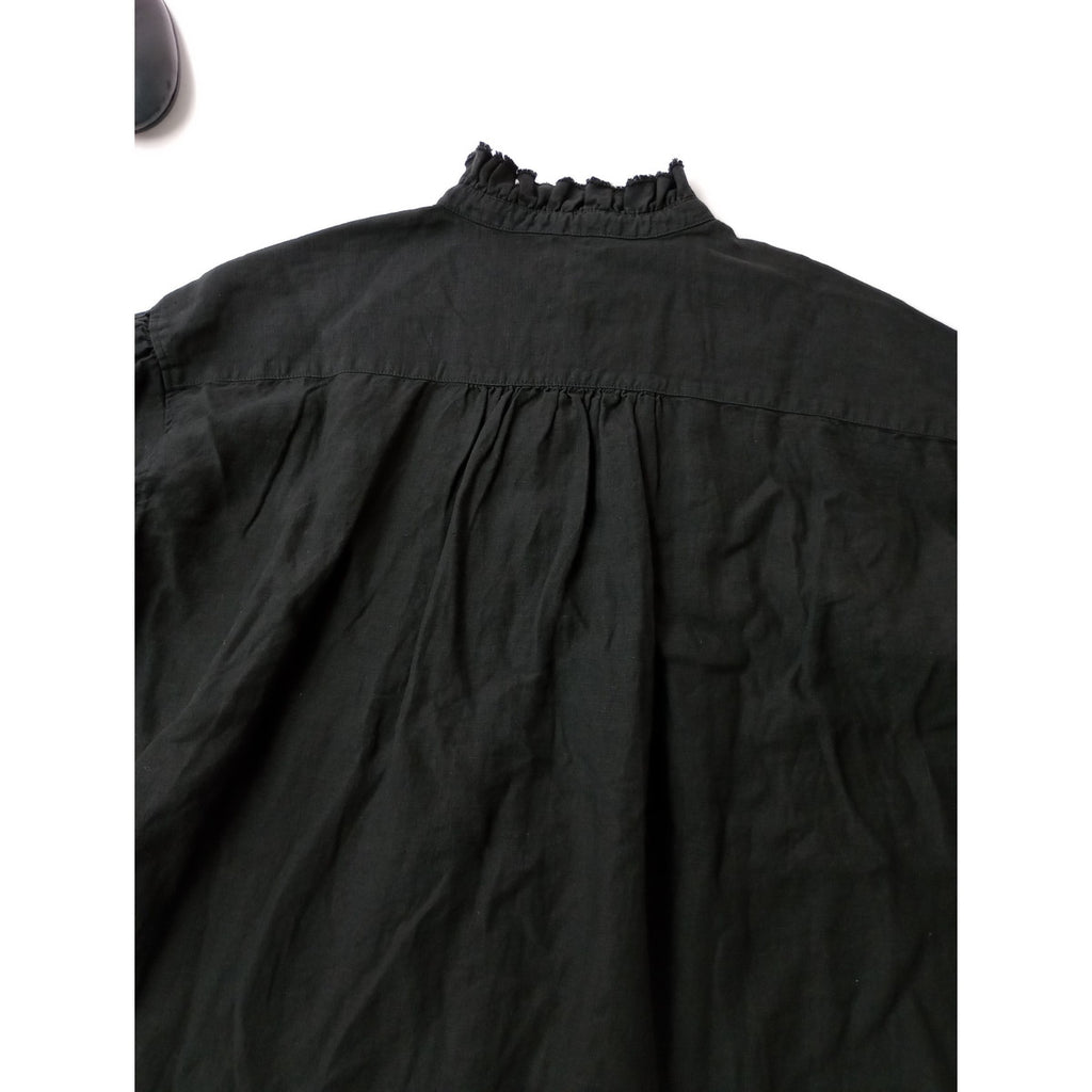 nest Robe ネストローブ リネンフリルカラーピンタックブラウス シャツ トップス 黒 ブラック  F【中古】