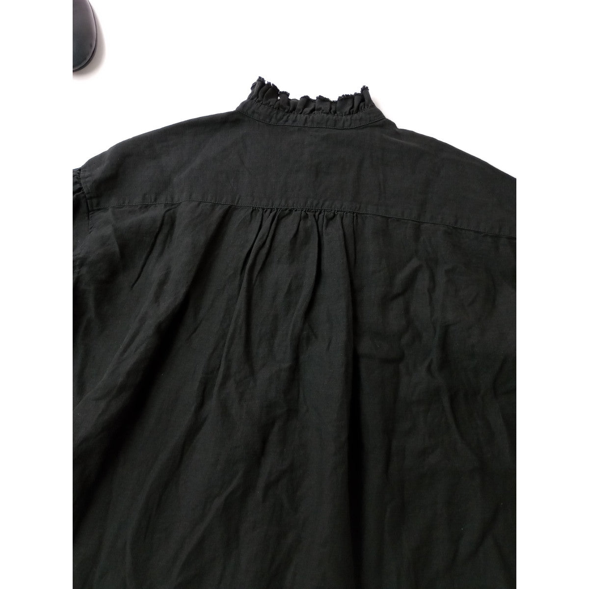 nest Robe ネストローブ リネンフリルカラーピンタックブラウス シャツ トップス 黒 ブラック  F【中古】