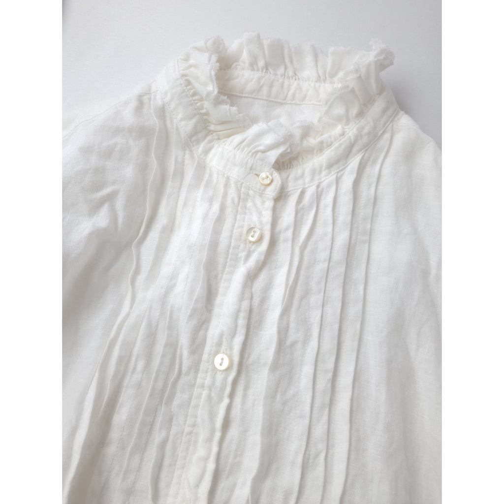 nest Robe ネストローブ リネンフリルカラーピンタックブラウス シャツ トップス  白 ホワイト F【中古】