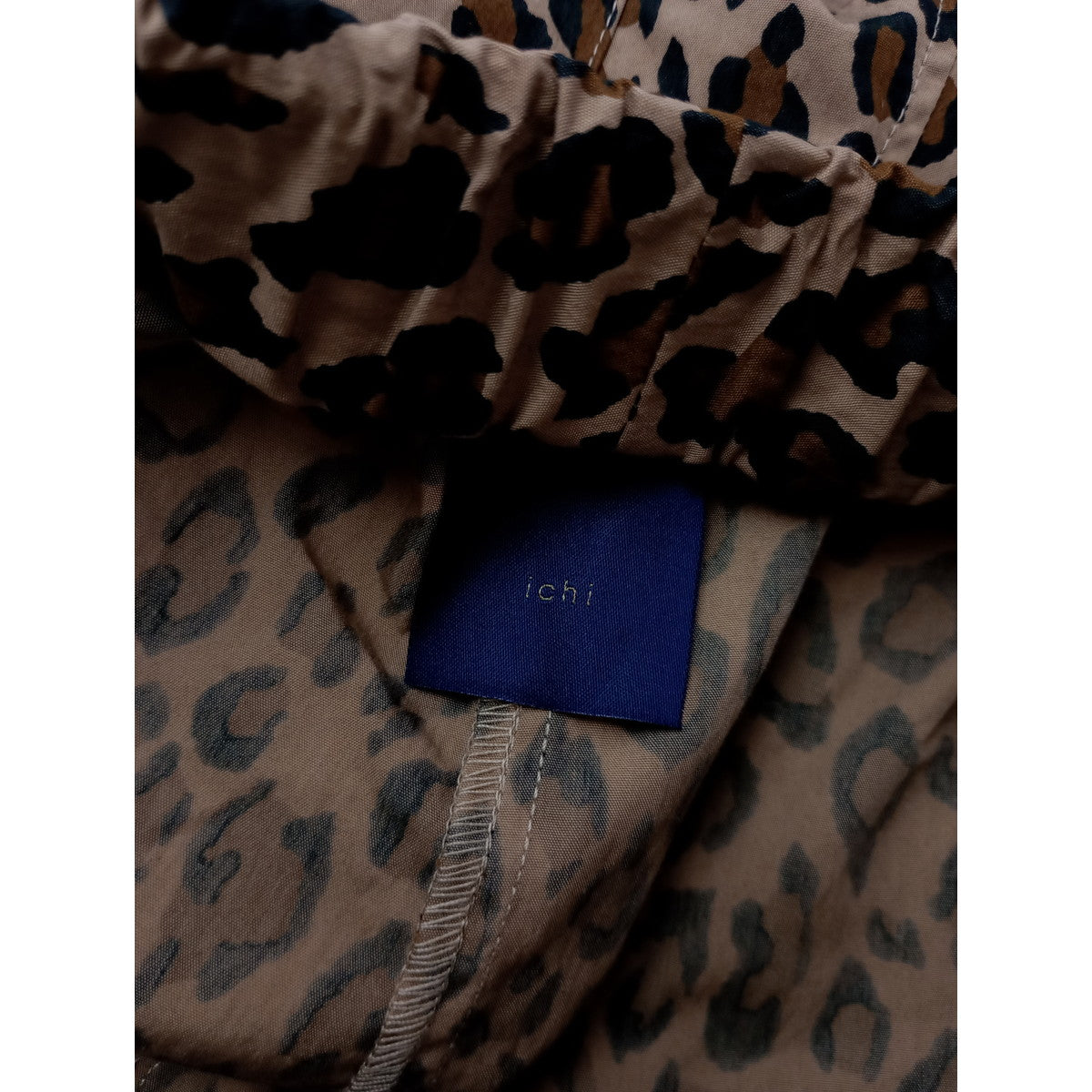 ICHI イチ レオパード リラックス パンツ ベージュ 【中古】