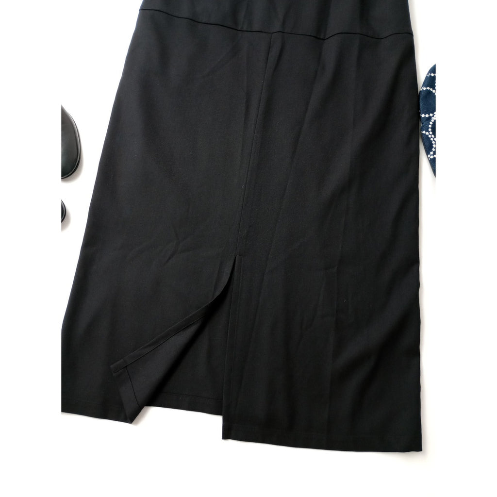 mizuiro ind ミズイロインド ウール 毛 混 ロングワンピース ノースリーブ 黒 ブラック  【中古】