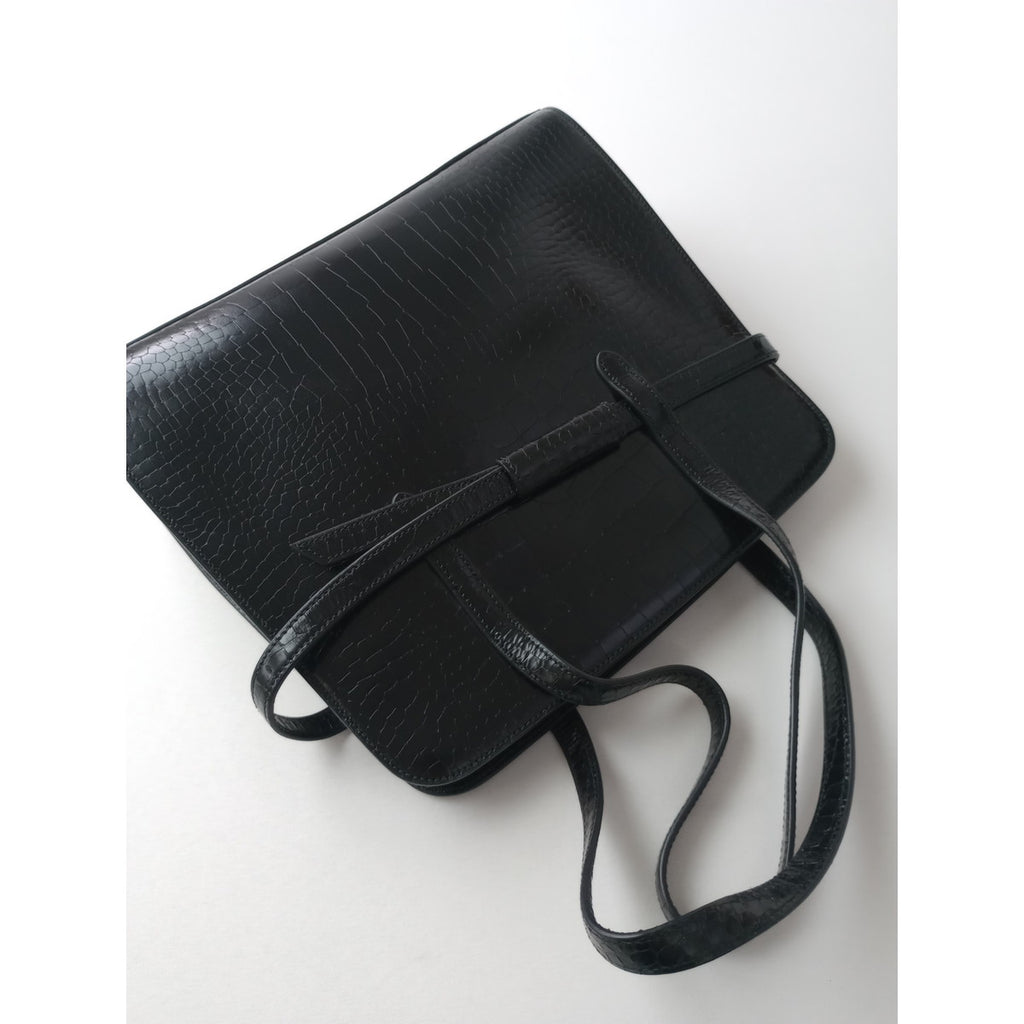 ALAIA アライア クロコダイル レザートートバッグ 黒 ブラック 【中古】