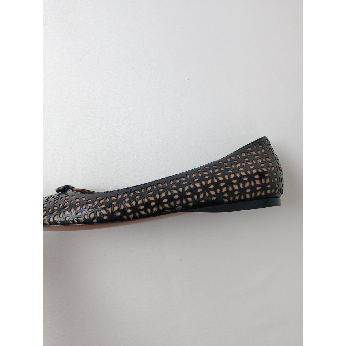 新品 ALAIA アライア カットワーク フラットパンプス 靴  黒 ブラック   38 1/2
