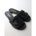 CHANEL シャネル CCココマーク ビーズ装飾 フラットサンダル SAMPLE品 黒 ブラック  38【中古】