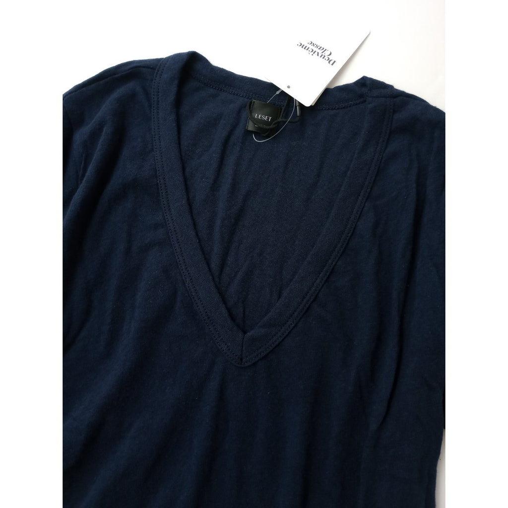 新品 LE SET ル セット  LAURA V NECK TEE 半袖 カットソー トップス ネイビー 999