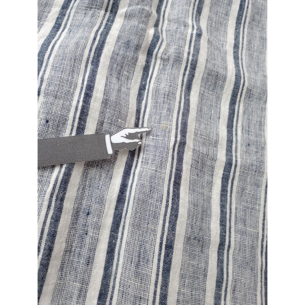 Cloth＆Cross クロスアンドクロス 雅姫 ストライプ フリル スタンドシャツワンピース ロング ブルー 白 【中古】