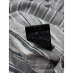 Cloth＆Cross クロスアンドクロス 雅姫 ストライプ フリル スタンドシャツワンピース ロング ブルー 白 【中古】