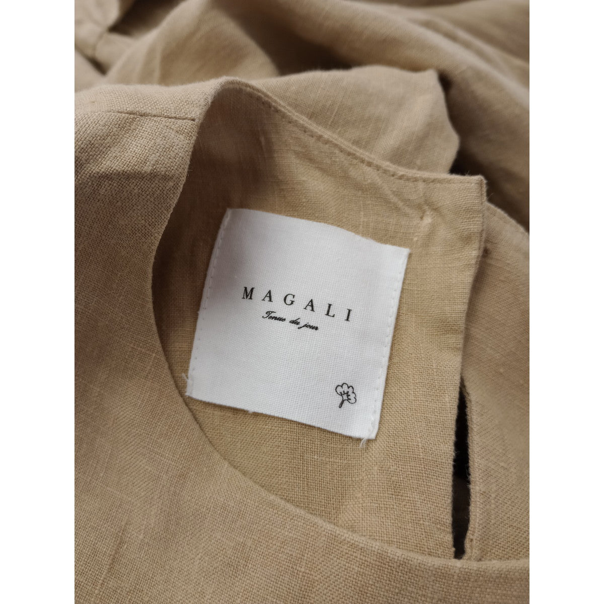 MAGALI マガリ リネン 麻 100％ ロングワンピース ドレス ベージュ  【中古】