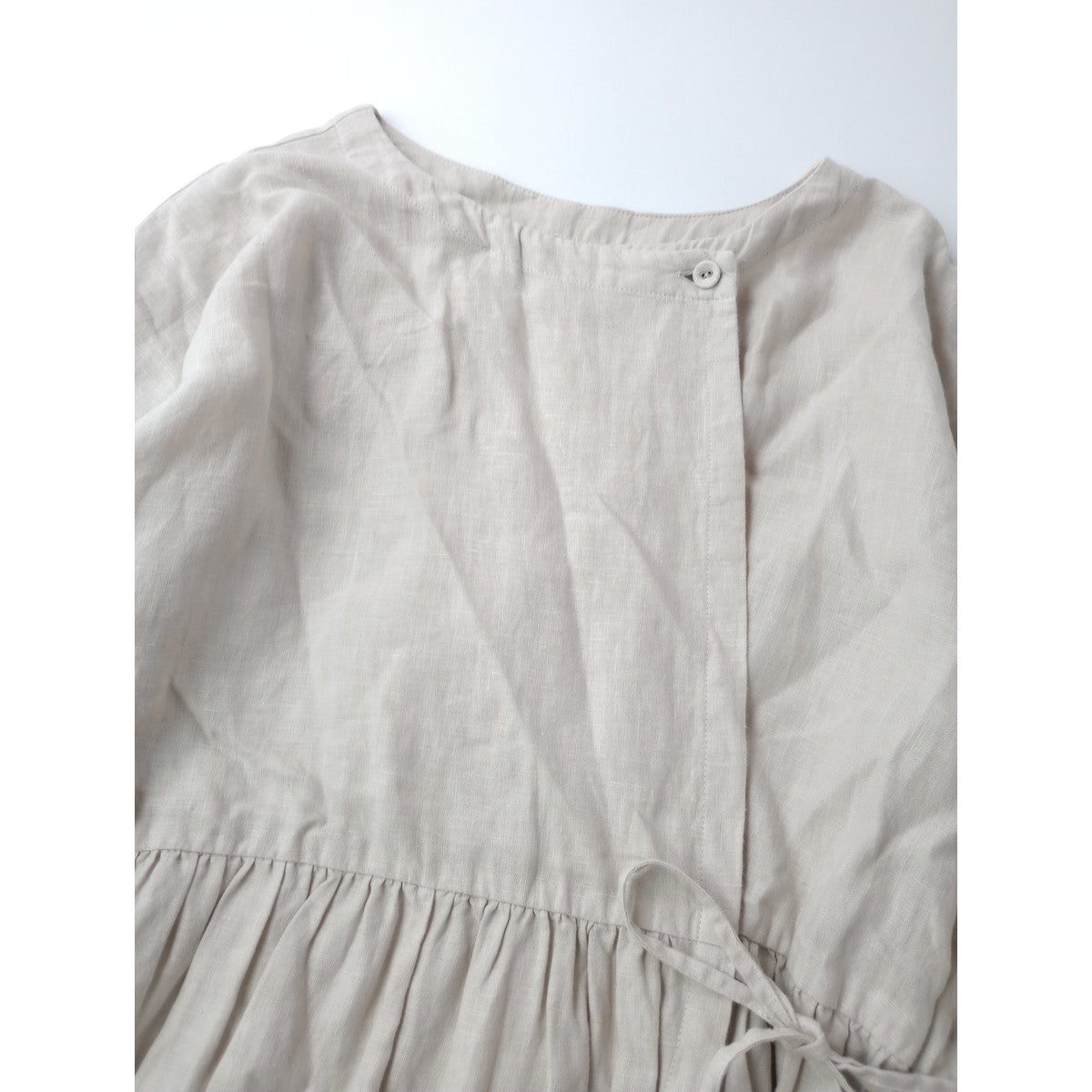 nest Robe ネストローブ リネン 麻 100％ドルマン カシュクール ロングワンピース ドレス ベージュ 【中古】