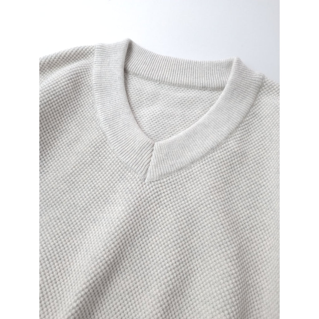 crepuscule クレプスキュール Moss Stitch V P/O / モスステッチVネックプルオーバー 鹿の子  アイボリー 0