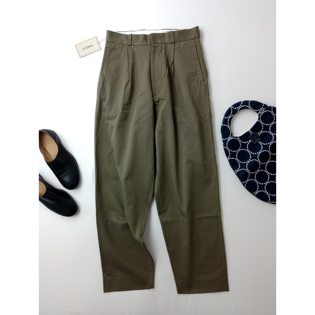 新品 YAECA ヤエカ CHINO CLOTH PANTS チノ クロスパンツ タック テーパード カーキ  29