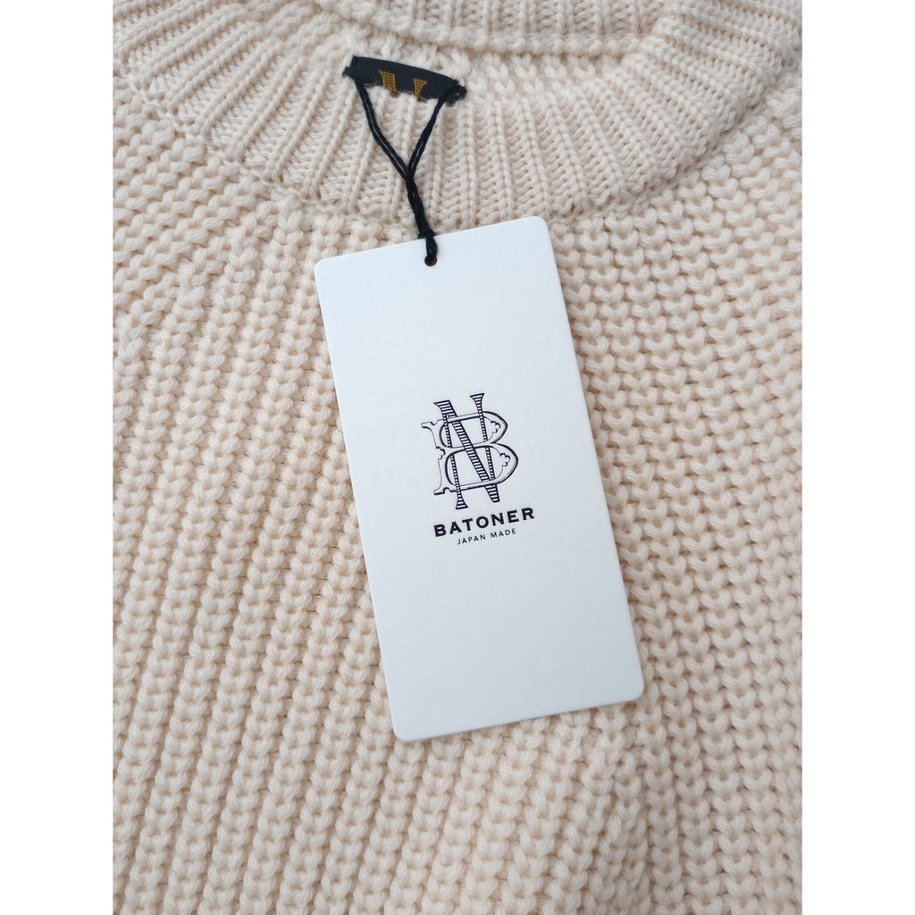 新品 BATONER バトナー  SIGNATURE CREW NECK Ivory 5ゲージシグネチャークルーネックニット セータートップス アイボリー 2 (8M＋2472)