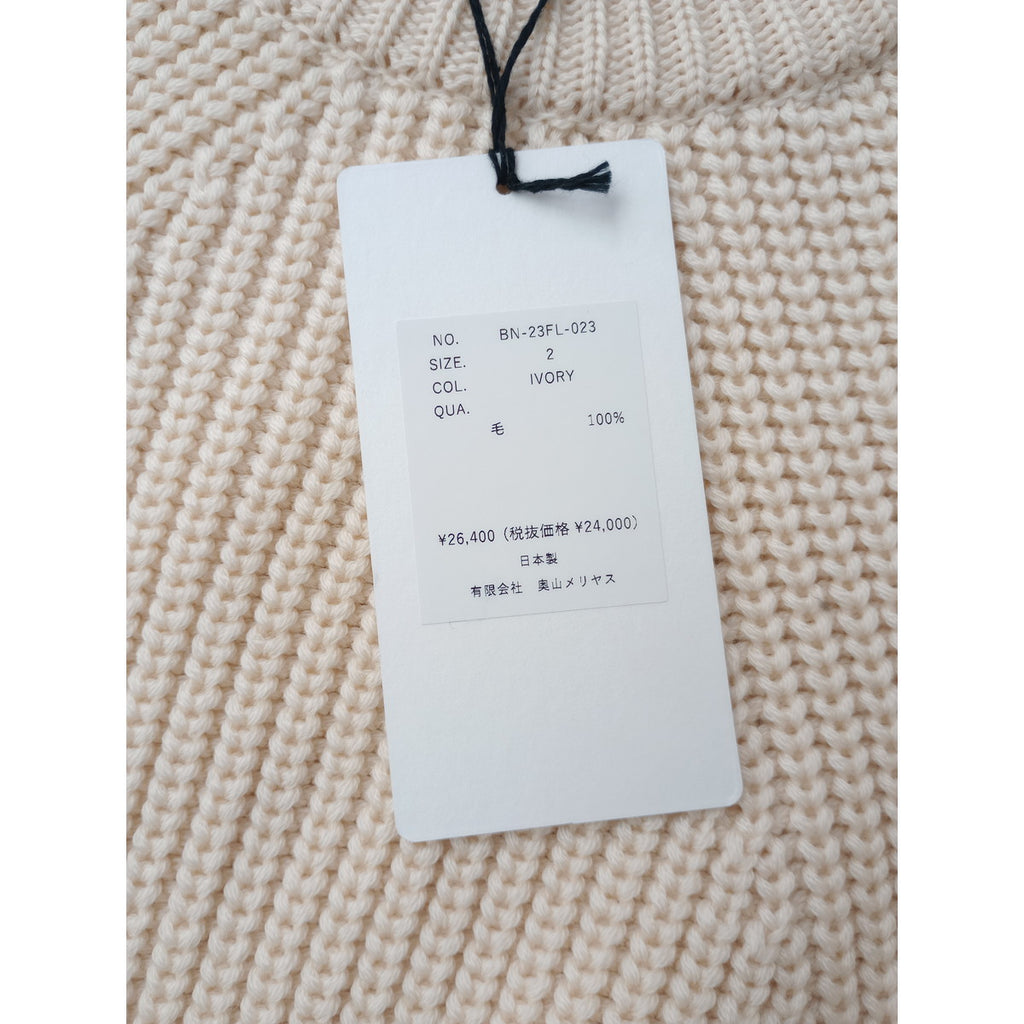 新品 BATONER バトナー  SIGNATURE CREW NECK Ivory 5ゲージシグネチャークルーネックニット セータートップス アイボリー 2 (8M＋2472)