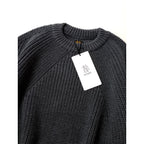 新品 BATONER バトナー  SIGNATURE CREW NECK Ivory 5ゲージシグネチャークルーネックニット トップス  セーター グレー 2 (8M＋2305)
