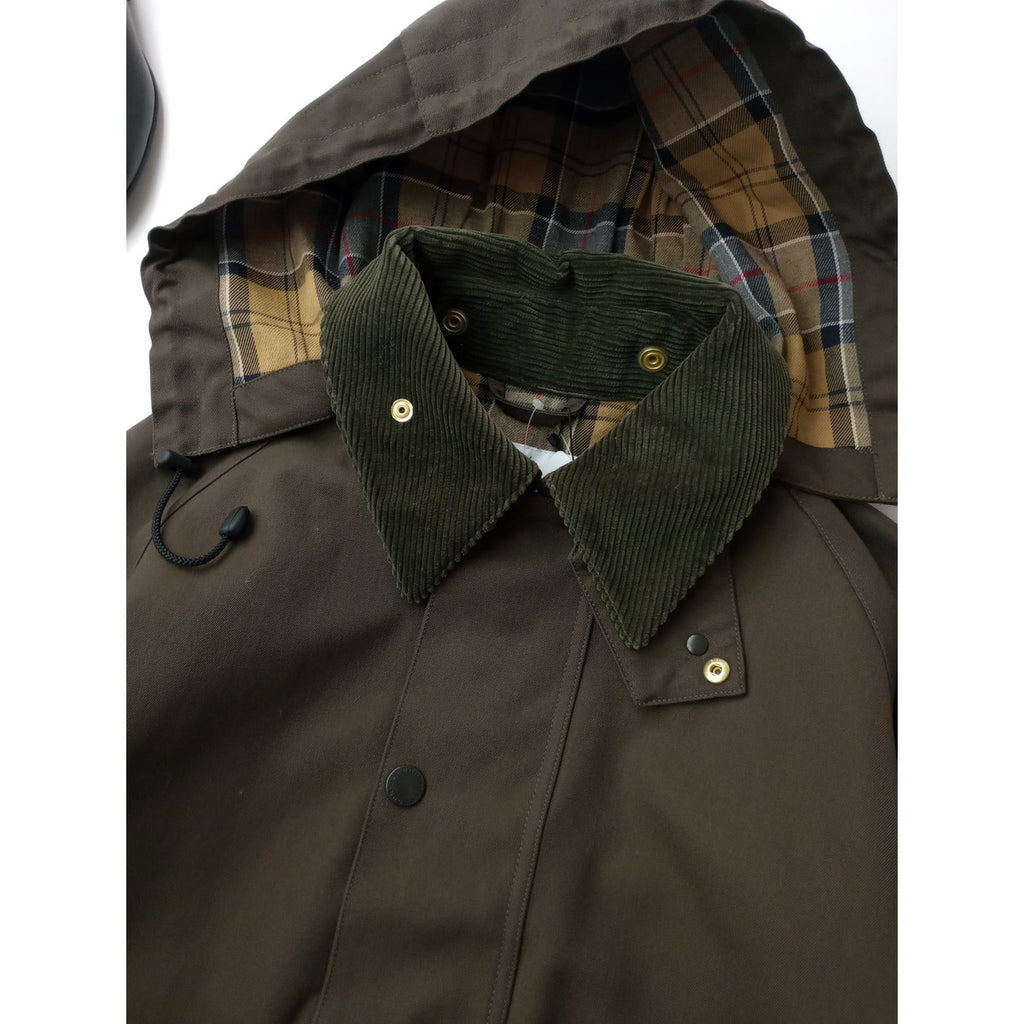 新品  BARBOUR×TOMORROWLAND  バブアー トゥモローランド TRANSPORT ウール コットン フーデッド ショートコート アウター  カーキ 38 (8M＋2680)