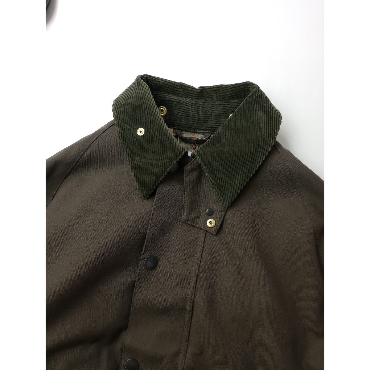 新品  BARBOUR×TOMORROWLAND  バブアー トゥモローランド TRANSPORT ウール コットン フーデッド ショートコート アウター  カーキ 38 (8M＋2680)