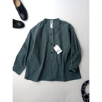 MHL エムエイチエル マーガレットハウエル SOFT HOPSACK P/O SHIRT コットン 綿 100％ プルオーバー シャツ トップス  くすみブルー 【中古】