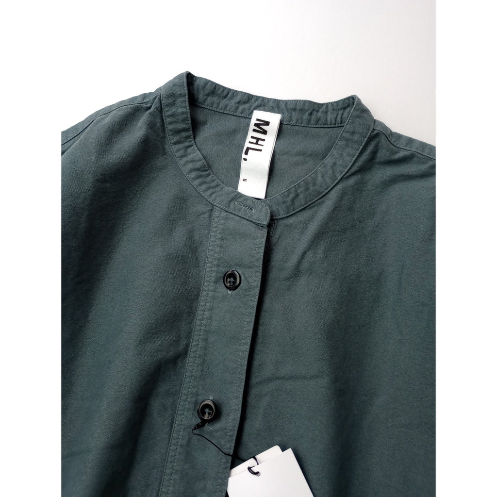 MHL エムエイチエル マーガレットハウエル SOFT HOPSACK P/O SHIRT コットン 綿 100％ プルオーバー シャツ トップス  くすみブルー 【中古】