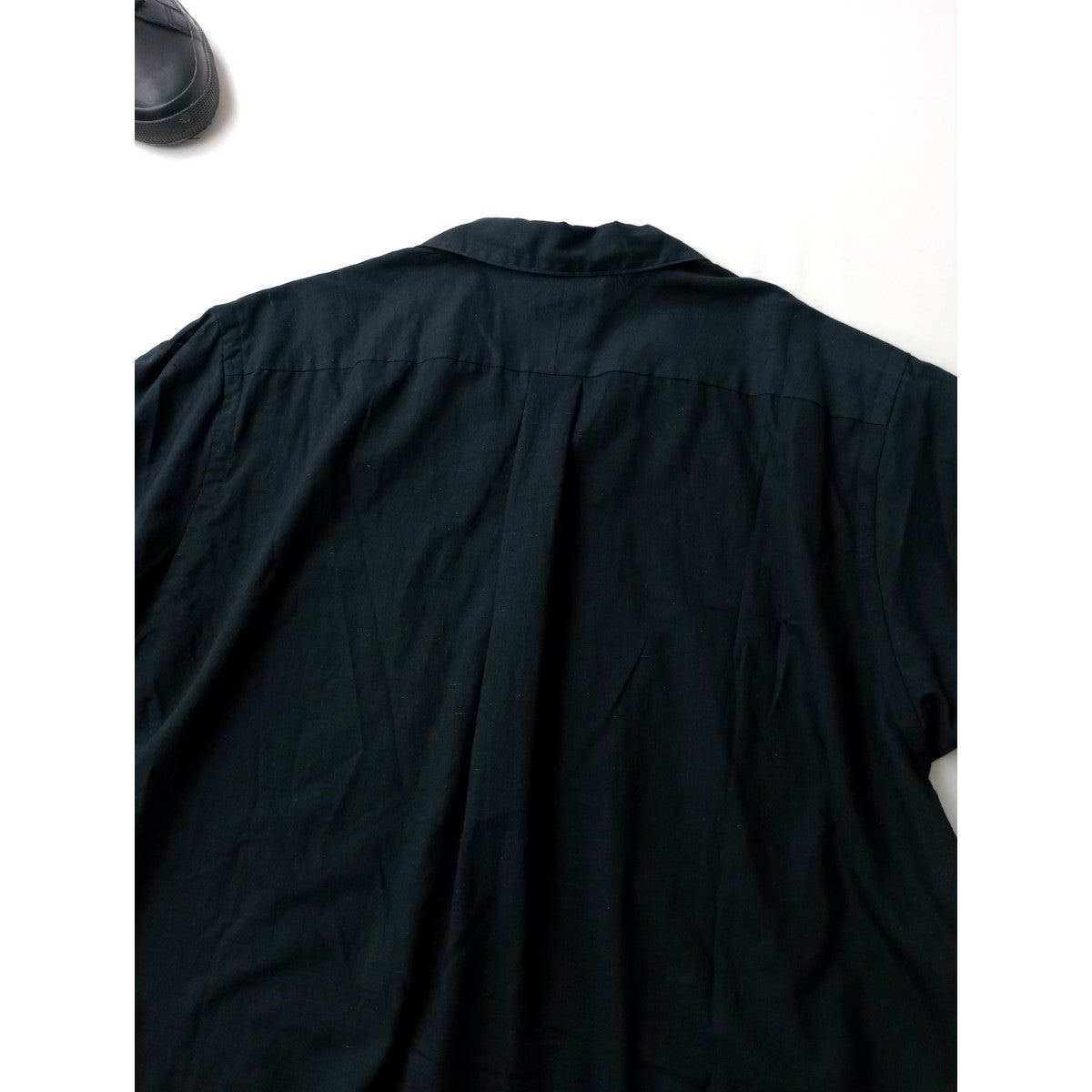 COMOLI コモリ KHADI コットン 半袖オープンカラーシャツ  黒 ブラック メンズ【中古】
