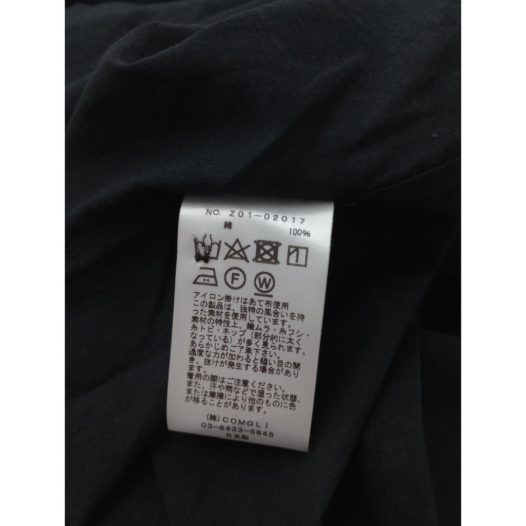 COMOLI コモリ KHADI コットン 半袖オープンカラーシャツ  黒 ブラック メンズ【中古】