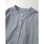 25年 SOEJU  ソージュ  バンドカラー ロング  長袖  シャツ ブルー 白 【中古】
