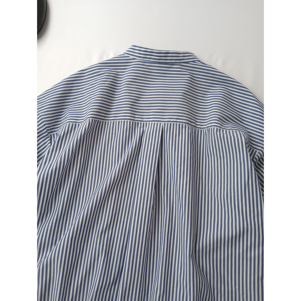 25年 SOEJU  ソージュ  バンドカラー ロング  長袖  シャツ ブルー 白 【中古】
