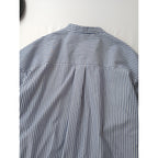 25年 SOEJU  ソージュ  バンドカラー ロング  長袖  シャツ ブルー 白 【中古】