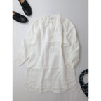 新品 fog linen work フォグリネンワーク キーネック ヘンリーネック バンドカラー プルオーバー シャツ ブラウス 白 【中古】