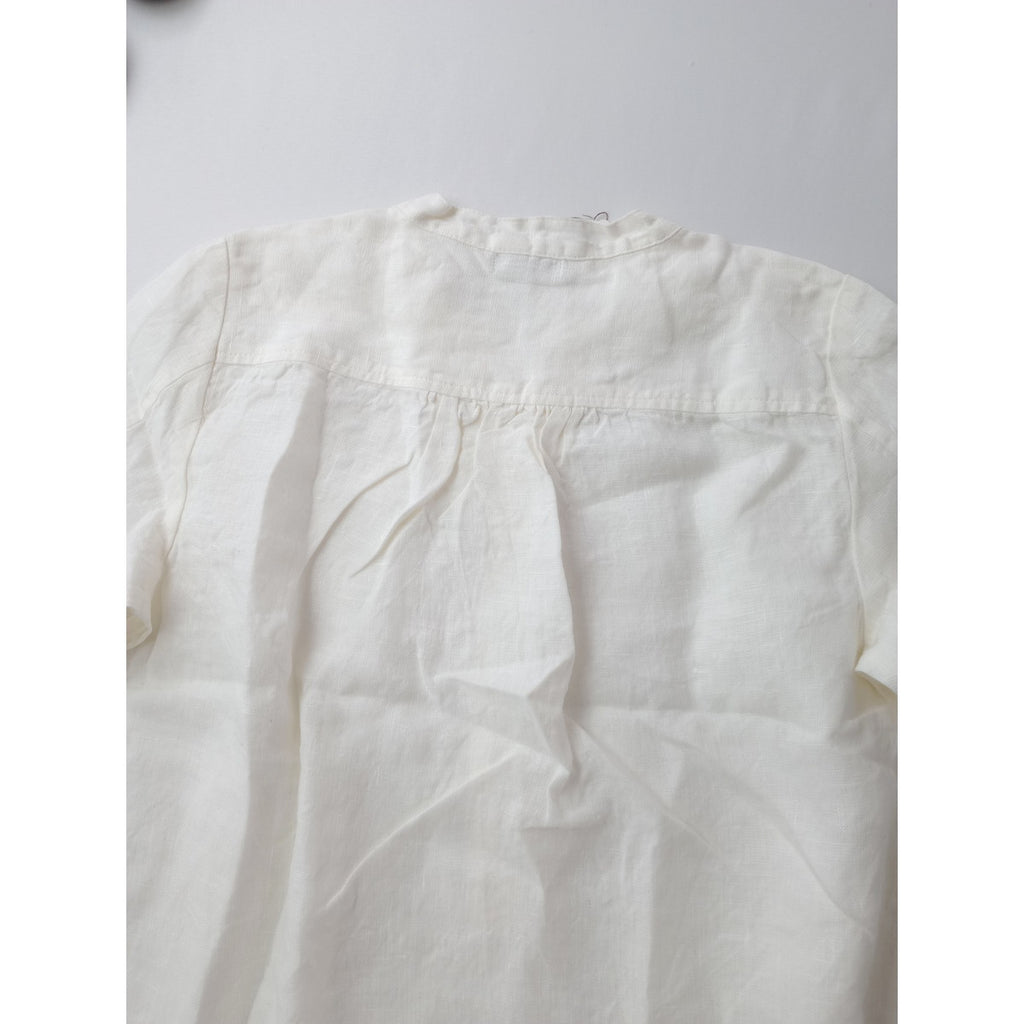 新品 fog linen work フォグリネンワーク キーネック ヘンリーネック バンドカラー プルオーバー シャツ ブラウス 白 【中古】