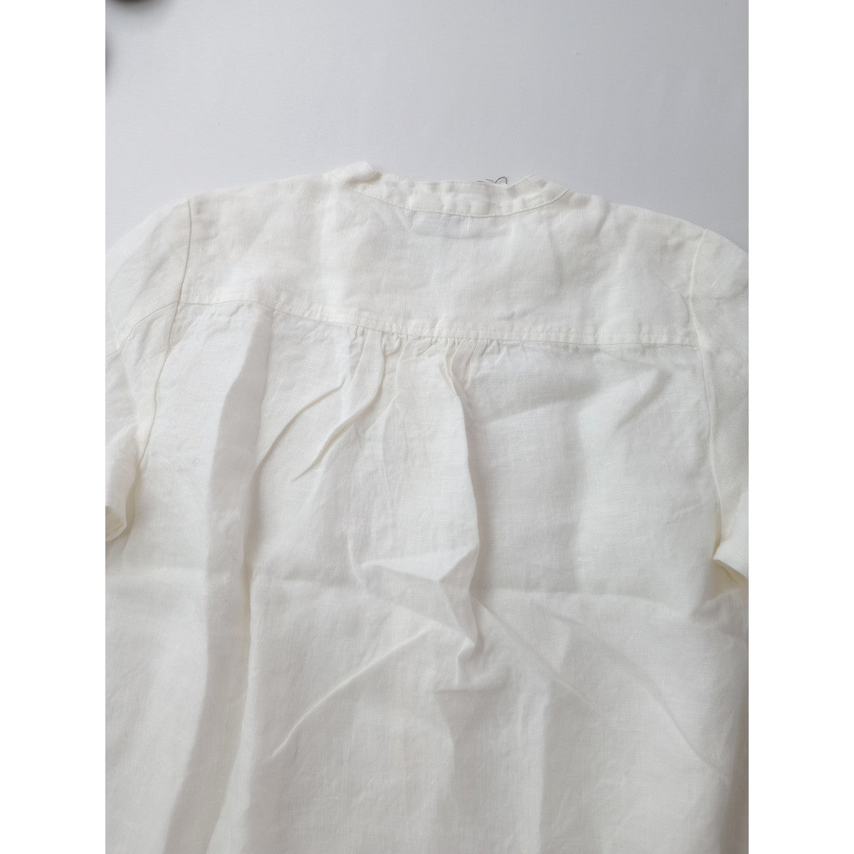 新品 fog linen work フォグリネンワーク キーネック ヘンリーネック バンドカラー プルオーバー シャツ ブラウス 白 【中古】