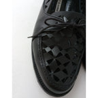 MANOLO BLAHNIK  マノロ ブラニク  カットワーク レザー ローファー 靴  シューズ 靴 37 黒 ブラック 【中古】