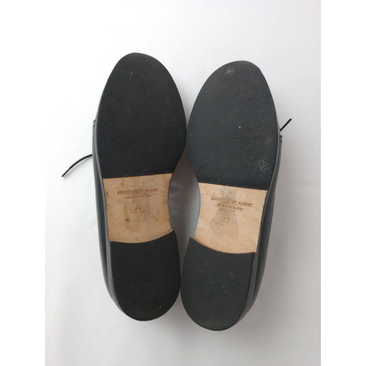 MANOLO BLAHNIK  マノロ ブラニク  カットワーク レザー ローファー 靴  シューズ 靴 37 黒 ブラック 【中古】