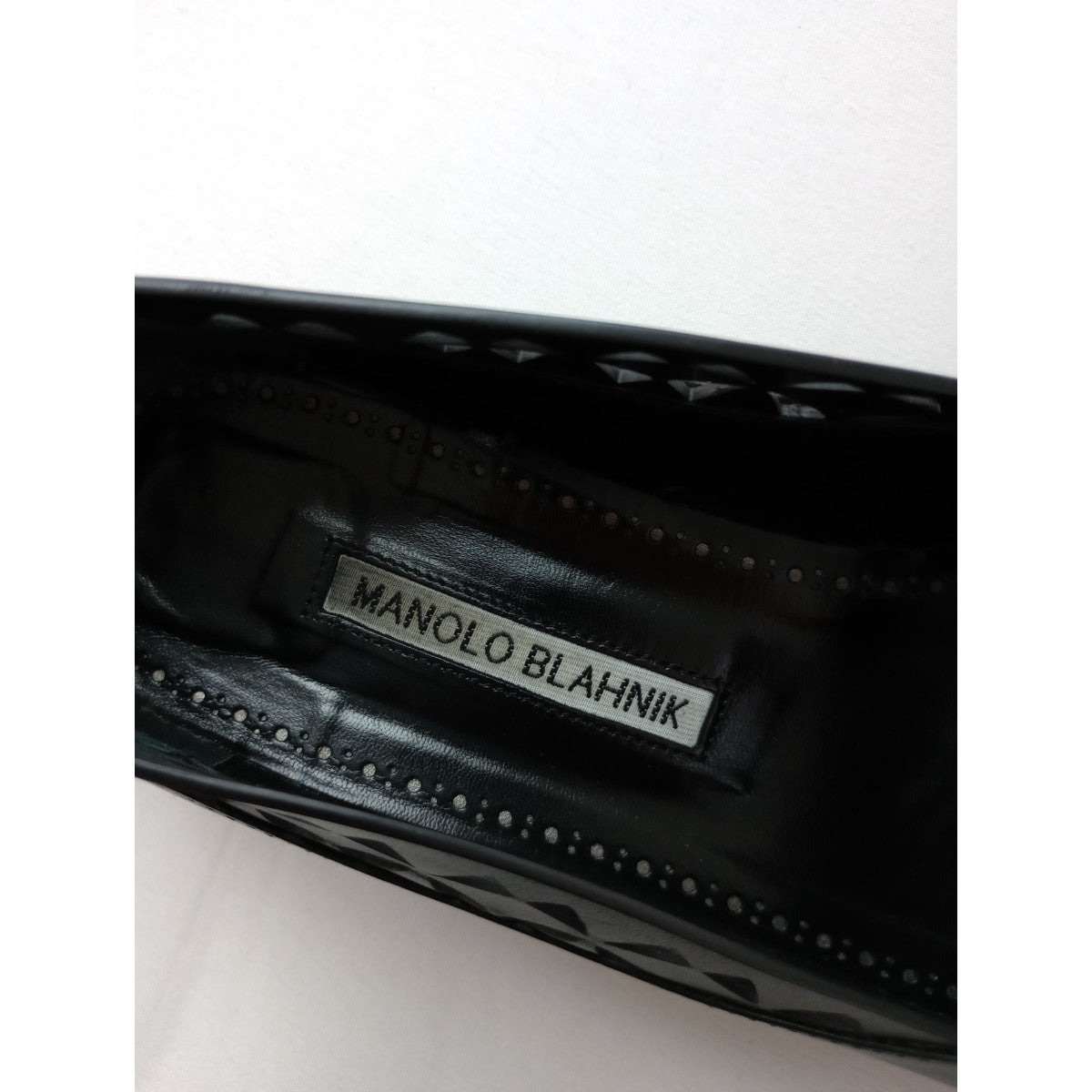 MANOLO BLAHNIK  マノロ ブラニク  カットワーク レザー ローファー 靴  シューズ 靴 37 黒 ブラック 【中古】