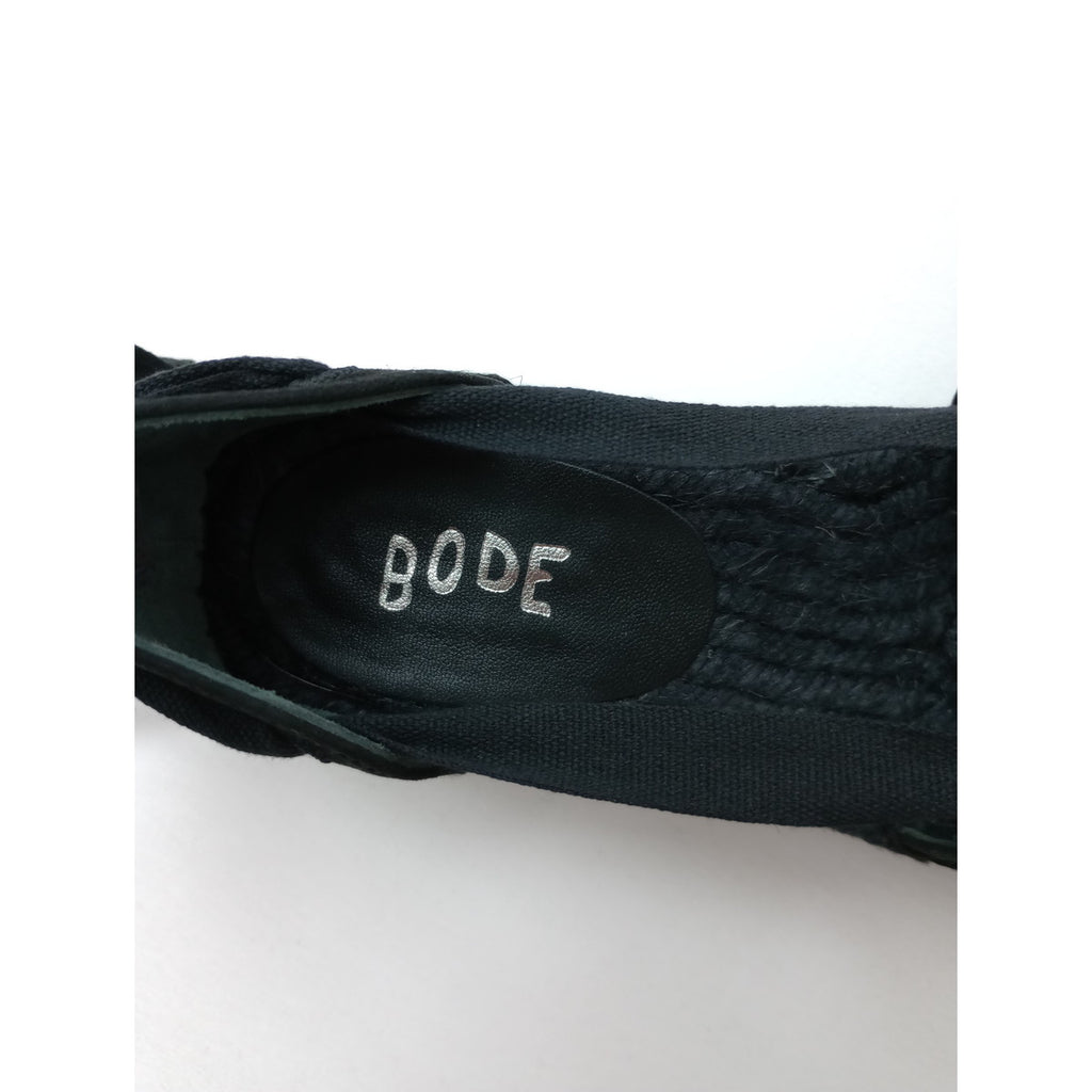 BODE ボーディ スエード レースアップ エスパドリーユ  靴 黒 ブラック 37  【中古】