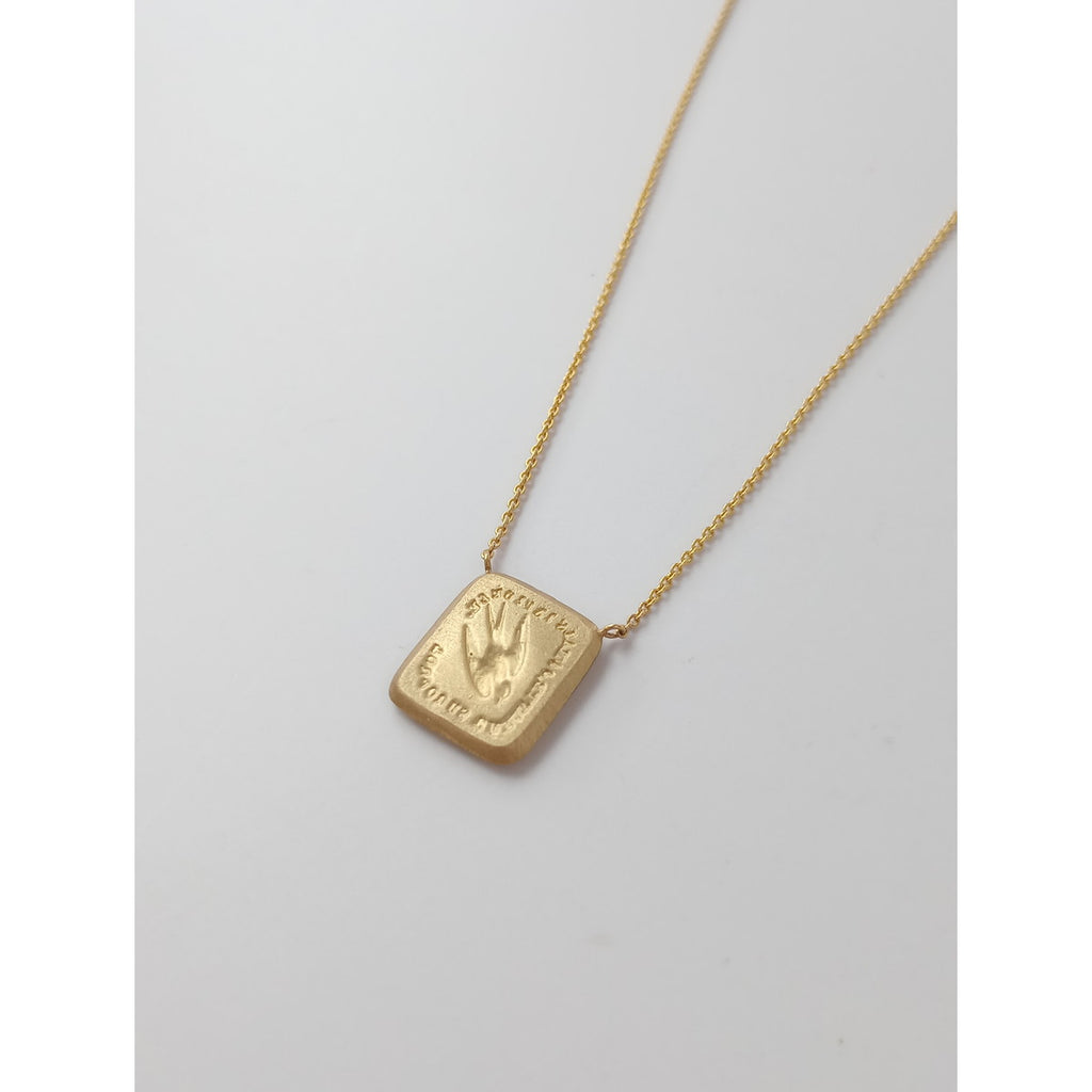 I'mok アイムオーケー MAKIKO WAKITA K14YG MOTTO ゴールド ネックレス プレート 【中古】