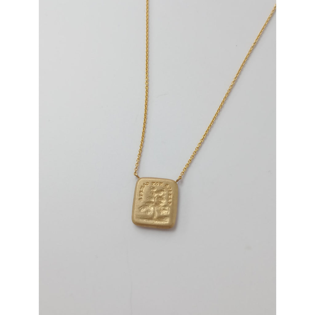 I'mok アイムオーケー MAKIKO WAKITA K14YG MOTTO ゴールド ネックレス プレート 【中古】